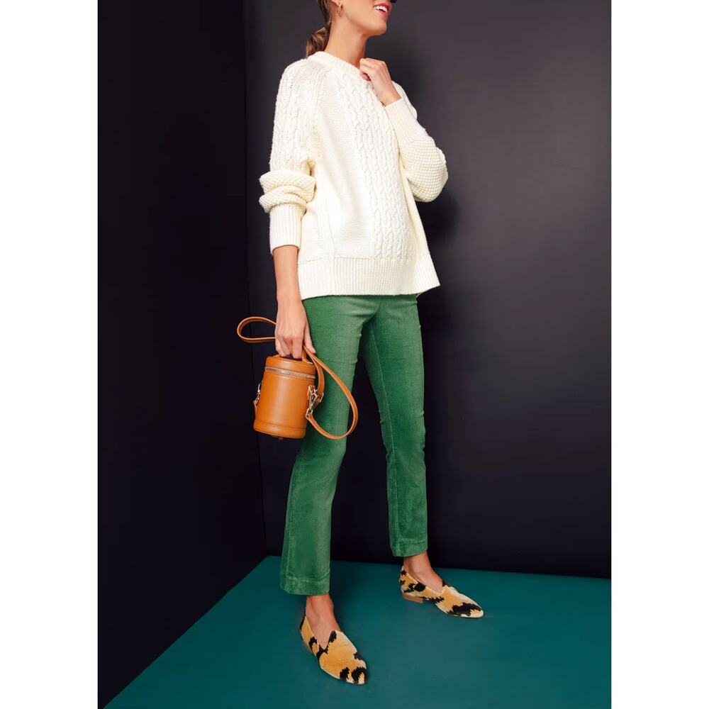 Tuckernuck Ashford Pants Green Corduroy Cords Cropped Kick Flare SZ M